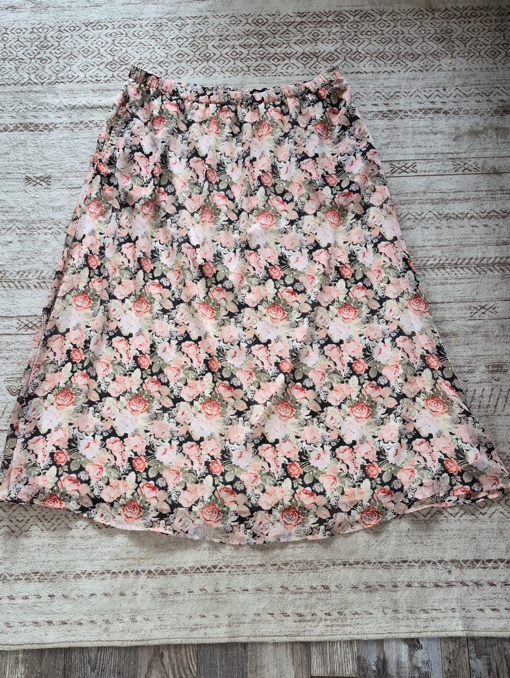 Kismet Pink Floral A-Line Midi Skirt
